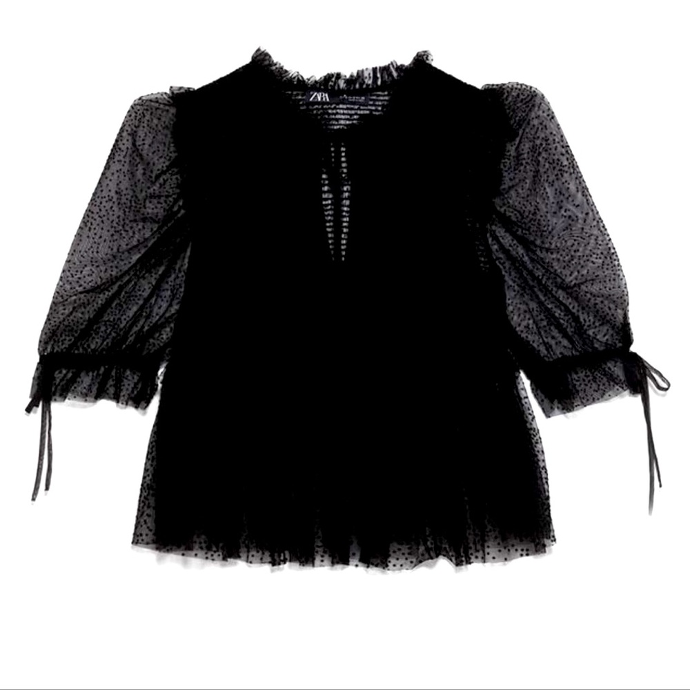 NWT Zara Black Plumetis Shirt (M)